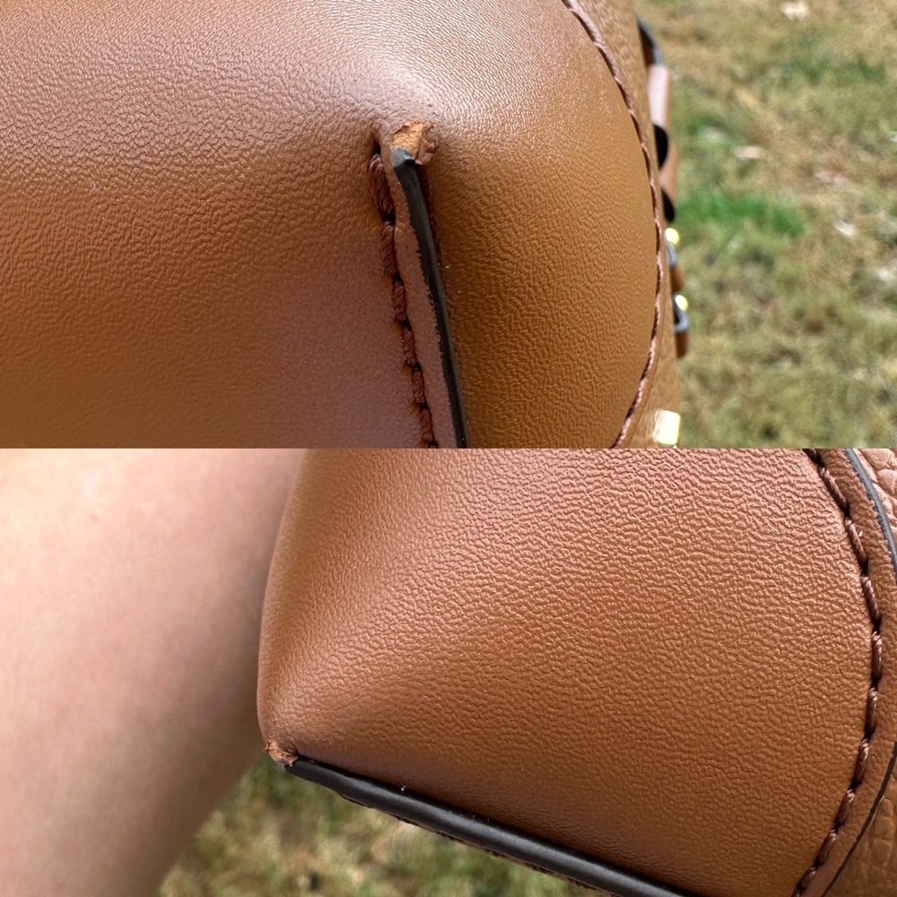 Michael Kors Mini Pebbled Tan Leather Drawstring Top handle Bucket Nag R$258 - Picture 9 of 11